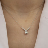 14K White Gold Baguette and Round Cut Diamond Necklace