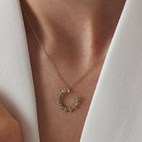 14K Yellow Gold Half Circle Diamond Necklace