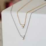 14K Yellow Gold Prong Setting Three Diamonds Necklace