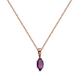 14K Rose Gold Marquise Amethyst Gemstone Necklace