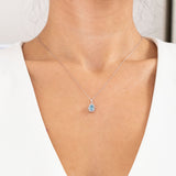 14K White Gold Pear Cut Blue Topaz Necklace