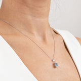 14K White Gold Pear Cut Blue Topaz Necklace