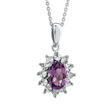 14K White Gold  Oval Amethyst Necklace