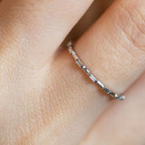 14K White Gold Alternating Baguette Diamond Wedding Band Ring
