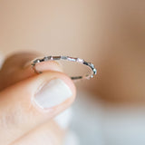 14K White Gold Alternating Baguette Diamond Wedding Band Ring