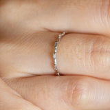 14K White Gold Alternating Baguette Diamond Wedding Band Ring