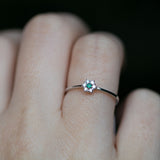 14K White Gold  Emerald and Diamonds Engagement Ring