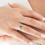 14K Rose Gold Round and Oval Cut Emerald Diamond Engagament Ring