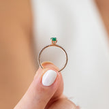14K Rose Gold Round and Oval Cut Emerald Diamond Engagament Ring