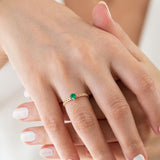 14K Yellow Gold Pear Cut Emerald Engagement Ring