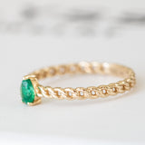14K Yellow Gold Pear Cut Emerald Engagement Ring