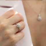 14K White Gold Round Diamond Engagament Ring