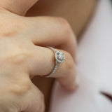 14K White Gold Halo Diamond Engagament Ring