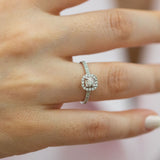 14K White Gold Halo Diamond Engagament Ring