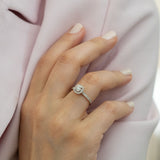 14K White Gold Halo Diamond Engagament Ring