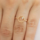 14K Rose Gold Diamond Open Twister Circle Ring