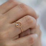 14K Rose Gold Diamond Open Twister Circle Ring