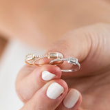 14K White Gold Emerald Cut Half Eternity Diamond Engagement Ring