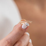 14K Rose Gold Baguette and Round Cut Diamond Ring