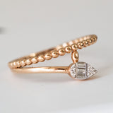 14K Rose Gold Baguette and Round Cut Diamond Ring