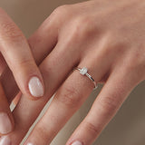 14K White Gold Baguette and Round Diamond Engagament Ring