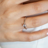 14K White Gold Baguette and Round Diamond Engagament Ring