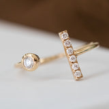 14K Yellow Gold Round Cut Open Bar Diamond Ring