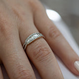 14K White Gold Baguette and Round Cut Diamond Wedding Band