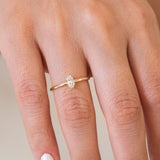 14K Yellow Gold Round and Baguette Diamond Engagement Ring