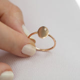 14K Gold Oval Signet Diamond Ring