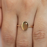 14K Gold Oval Signet Diamond Ring