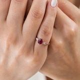 14K Rose Gold Baguette and Oval Cut Ruby Diamond Engagement Ring