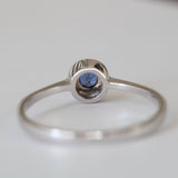 14K White Gold Round Cut Sapphire and Diamond Engagement Ring