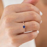 14K Rose Gold and Princess Cut Sapphire Diamond Engagement Ring