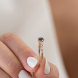 14K Rose Gold and Princess Cut Sapphire Diamond Engagement Ring