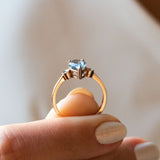 14K Rose Gold Round and Pear Cut Blue Topaz Diamond Engagement Ring