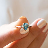 14K Rose Gold Round and Pear Cut Blue Topaz Diamond Engagement Ring