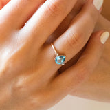 14K Rose Gold Round and Pear Cut Blue Topaz Diamond Engagement Ring