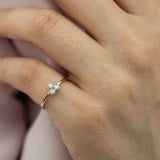 14K Yellow Gold Bezel Set Three Diamond Ring