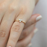 14K Yellow Gold Bezel Set Three Diamond Ring