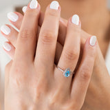 14K White Gold Pear Cut Blue Topaz Engagement Ring