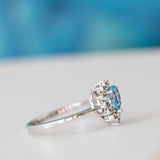14K White Gold Pear Cut Blue Topaz Engagement Ring