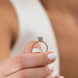 14K Rose Gold Round Cut Blue Topaz Engagement Ring