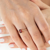 14K Rose Gold Baguette Cut Red Garnet Engagement Ring