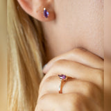 14K Gold Marquise Amethyst Gemstone Earring