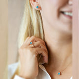 14K Gold Blue Topaz Solitaire Stud Earring