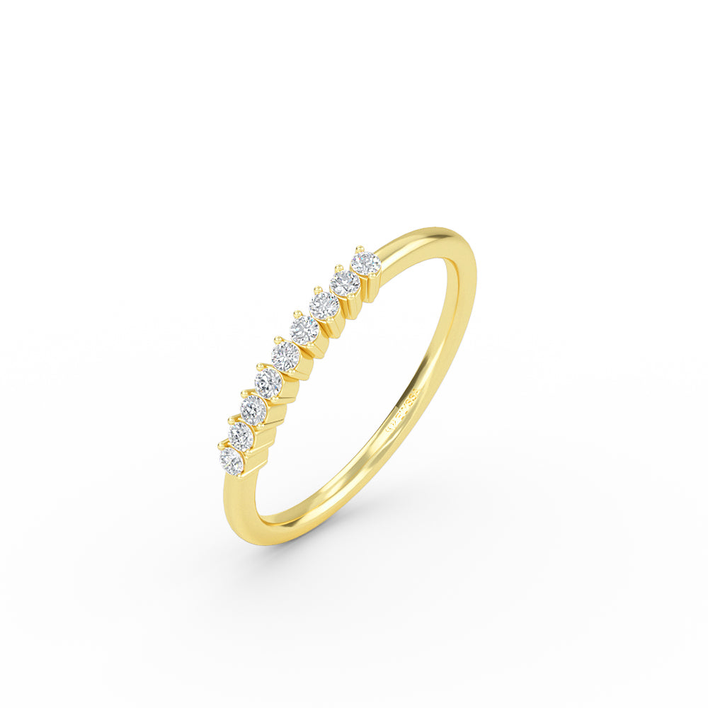 14K Gold 11 Stone Diamond Wedding Band