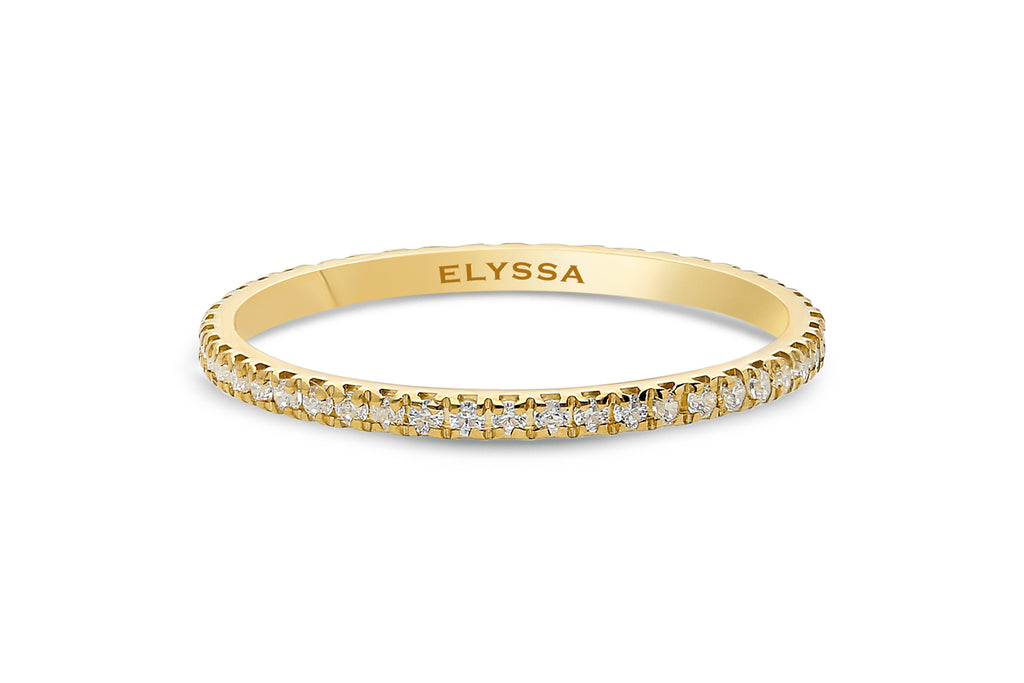 14K Gold 1.5mm All Around Diamond Wedding Band Gold