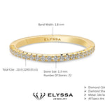 14K Gold 1.8mm French Cut Half Way Diamond Wedding Band