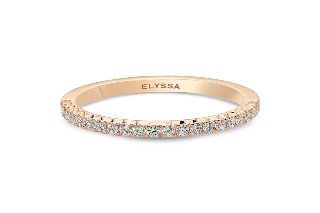 14K Gold 1.8mm French Cut Half Way Diamond Wedding Band Rose gold